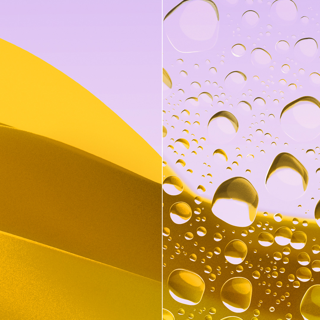 Vergleichsansicht eines klaren, sauberen Brillenglases mit ZEISS DuraVision Gold UV und eines Brillenglases mit Wassertropfen.