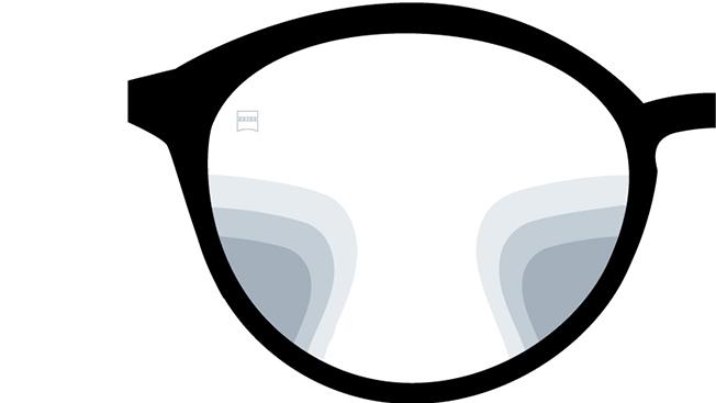 Visualisation des verres progressifs ZEISS SmartLife Plus. Cette image montre la vue à travers des verres.