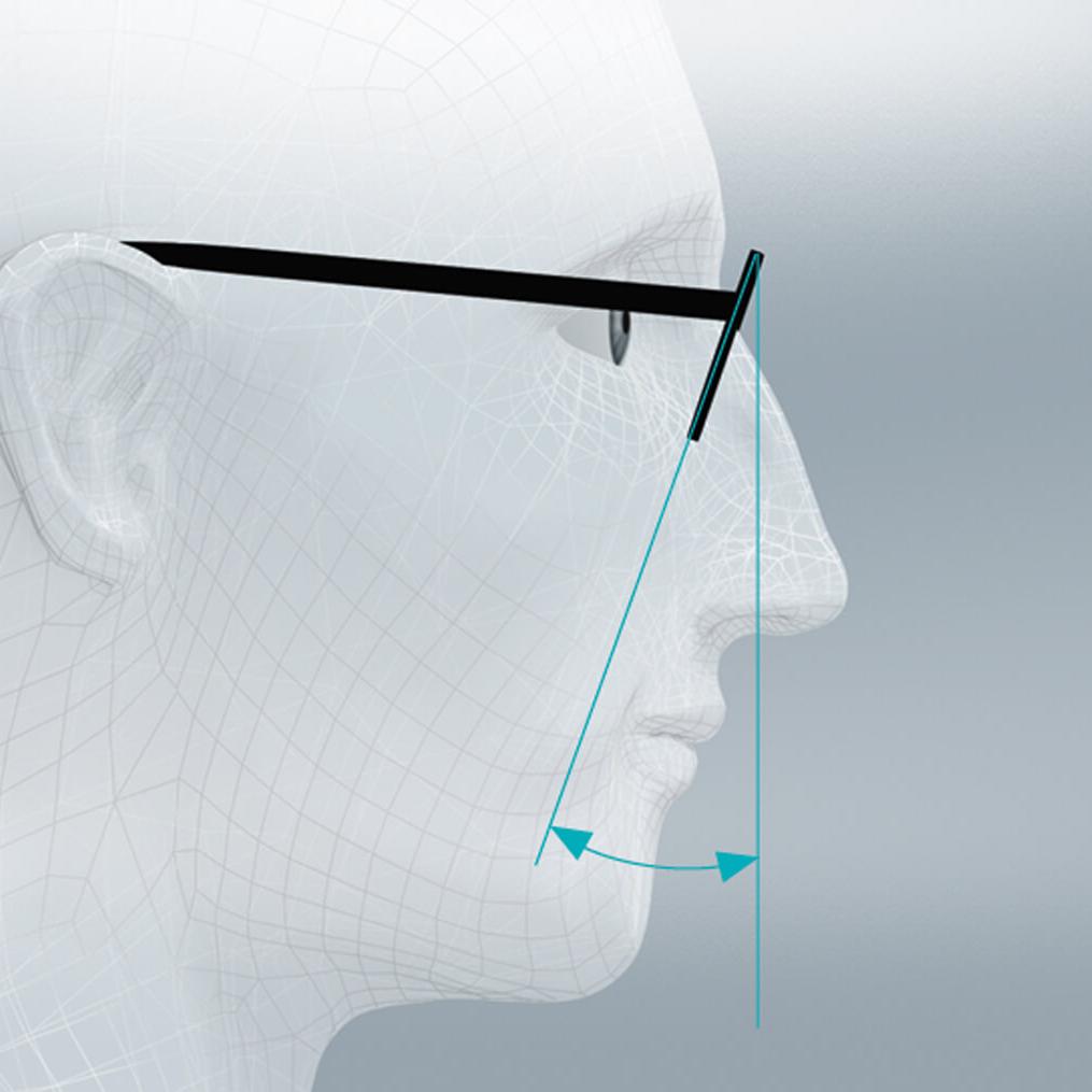 Conception de verre standard sur un visage avec la position non usuelle des paramètres de port individualisés